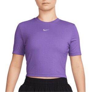 Nike Women Purple Essential Slim Crop T-Shirt SMALL Athleisure Tenniscore Sporty